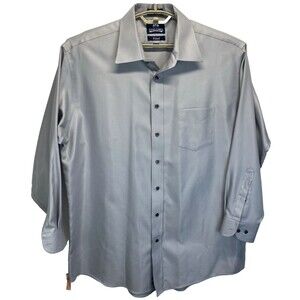 Stafford Men's 18 34*-35 Dress Shirt Wrinkle Free Fitted Long Sleeve Royal Twill